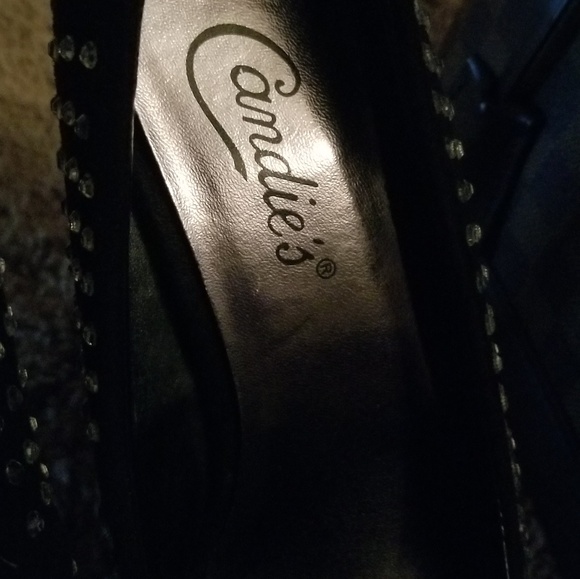 Black RHINESTONES DIAMONDS SHINY sexy 6 INCH HEELS - Picture 4 of 8